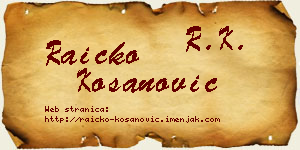 Raičko Kosanović vizit kartica